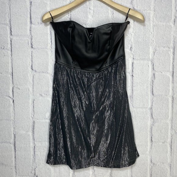 Hurley Polina Black Strapless Faux Leather Cocktail Dress Womens Size M A8804-00 - Picture 1 of 11